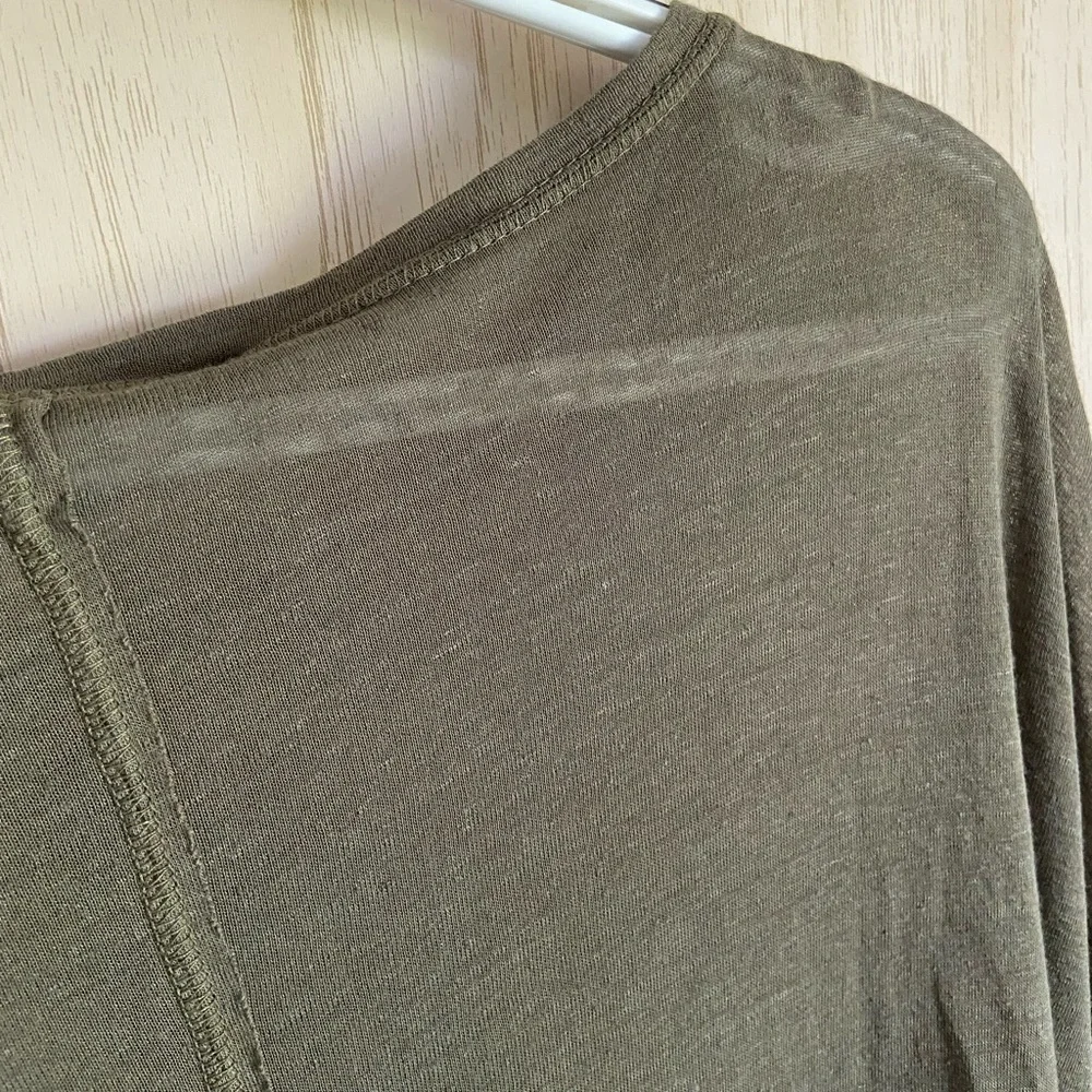 Free People Beach ‘Riverside’ Linen Tunic Sz Small Oversized Olive Green